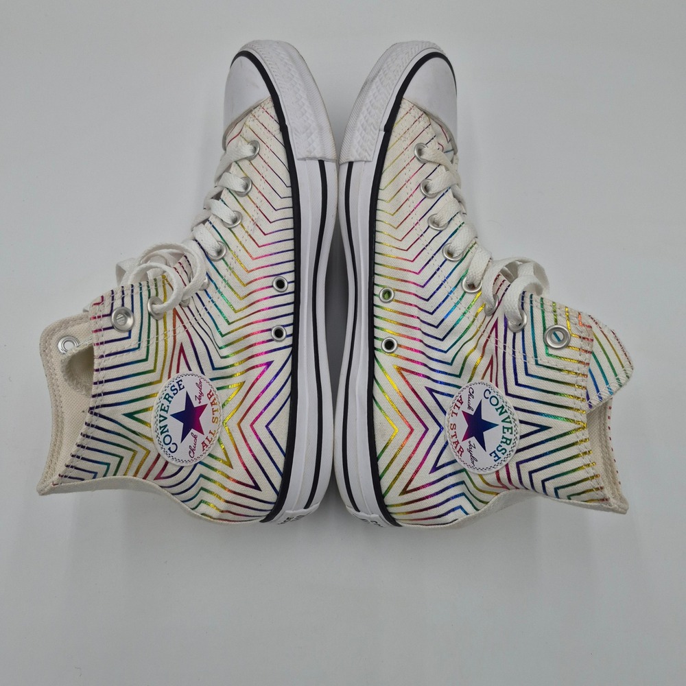 Converse Chuck Taylor All Star High Top Rainbow Metallic Star Sneakers Womens 10